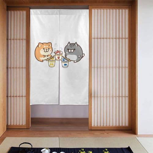 のれん ボンレス犬猫 間仕切り ドアーカーテン 暖簾 出入り口 おまく 湯のれん ?? 玄関目隠し 遮光 カーテン 玄関 飲食店 寝室 リビング お部屋 浴室用 四季兼用 簡単取り付け 飾り物 インテリア おしゃれ