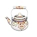 OMKMNOE Emaille-Teekanne, Kaffeekanne, 2,4-Liter-Wasserkocher, Retro-Blumen-Teekanne, Emaille-Krug, Partyservice, Küche, Nachmittagstee, Geeignet Für Gas-Induktionsherd,Weiß