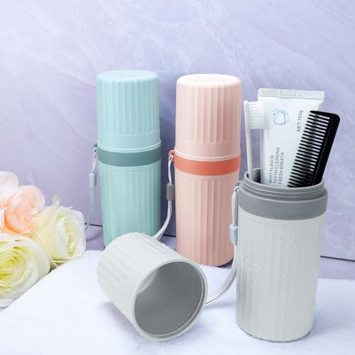 Image of Mulbozy Travel Toothbrush Holder, Large Travel Toothbrush Cup Case, Portable Travel Toothbrush Toothpaste Makeup Storage for Business Trip Camping School - Blue