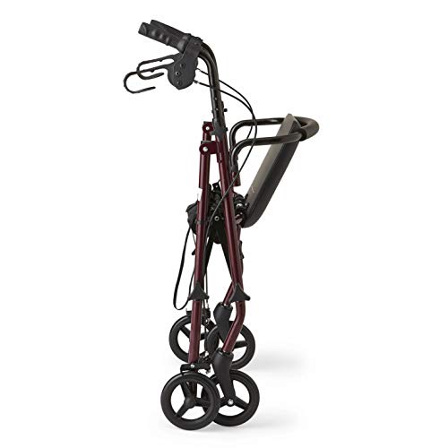 Medline Steel Rollator Walker With 350 Lb. Weight Capacity, Burgundy #TOP1
