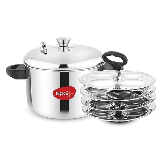 Pigeon Stainless Steel Idly Maker 4 Plates Compatible with Induction and Gas Stove