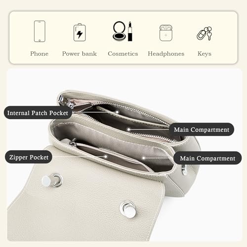 Image of MFFOR Genuine Leather Purse, Small Crossbody Bags for Women, Handbag | 8.3*2.4*5.9inch, Top handle, Shoulder purse, Multi-pocket, Adjustable strap