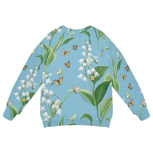 JUNZAN Chic Lily Blue Big Boys Sweatshirt Hoodie Fleece Sweatshirts for Boys Camping 4T2