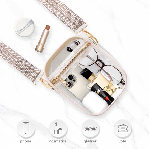 Image of Fibrdoo Clear Crossbody Purse Bag, Clear Bag Stadium Approved with Front Pocket for Concerts Sports Festivals