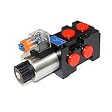 Futchoy 12V DC 3625PSI Durable Hydraulic Solenoid Selector Diverter Valve 13GPM 6 Port Hydraulic Solenoid Diverter/Selector Valve3-plug 6-Port Black+Red