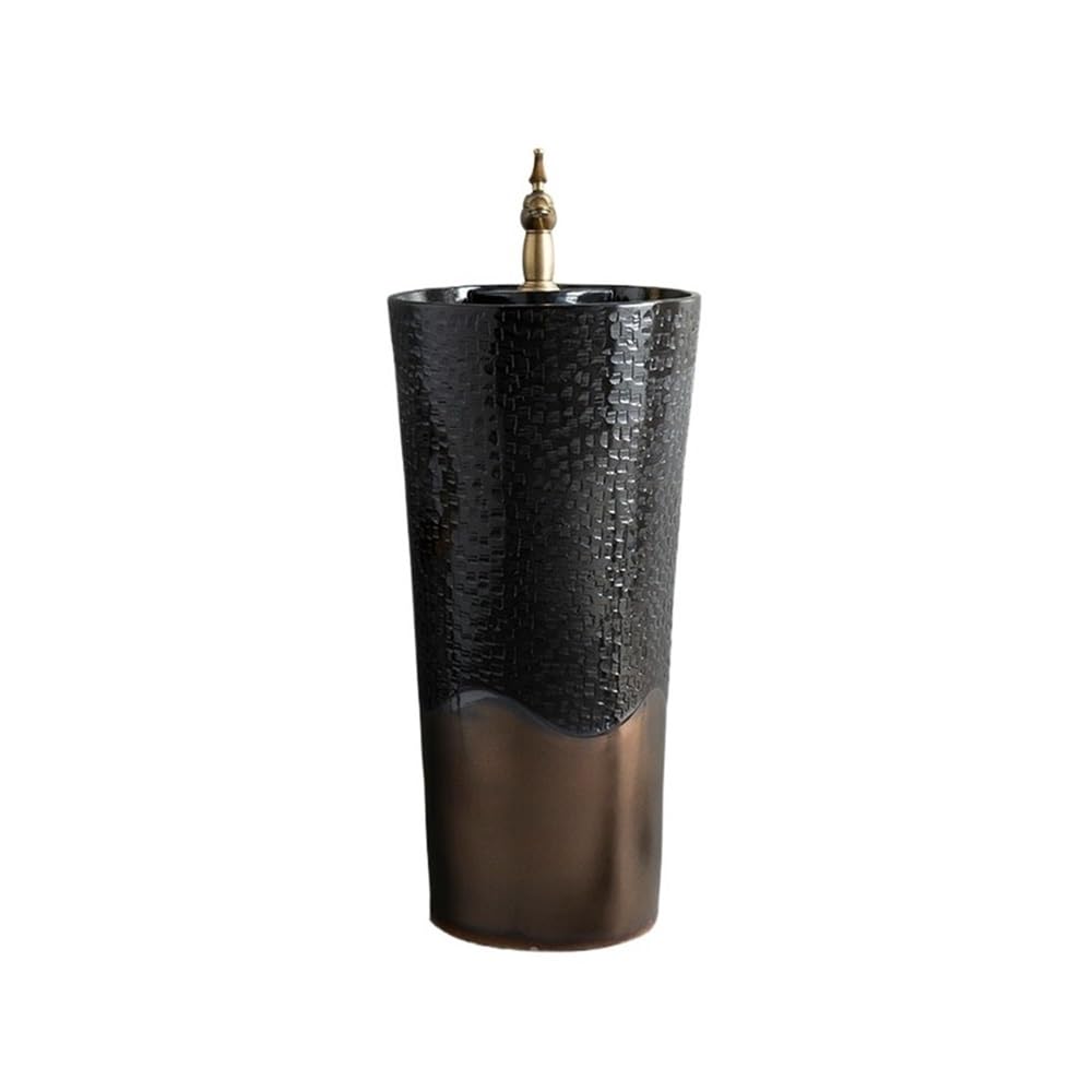Free-Standing Ceramic Integrated Wash Basin with Faucet and Drain Kit Bathroom Freestanding Pedestal Sink Lavatory Column