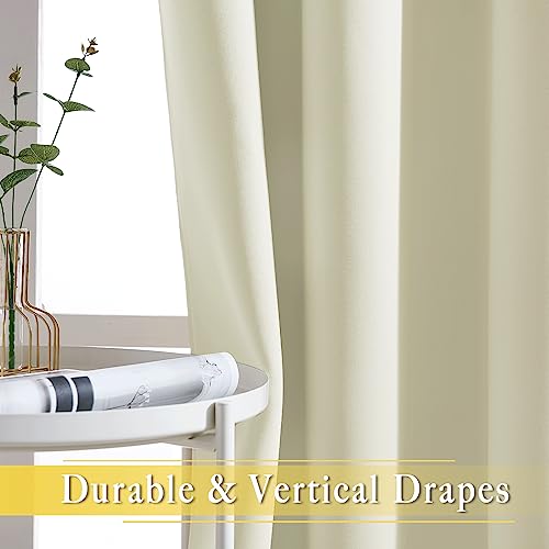 NICETOWN Room Darkening Beige Curtain 80 inch Length, Grommet Thermal Insulated Doorway Drape Blackout Curtain Sound Reducing for Bedroom/Living Room, 1 Panel, W46 X L80