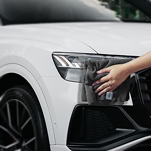 Image of SOFTSPUN Microfiber Cloth - 3 pcs - 40x40 cms - 340 GSM Grey - Thick Lint & Streak-Free Multipurpose Cloths - Automotive Microfibre Towels for Car Bike Cleaning Polishing Washing & Detailing