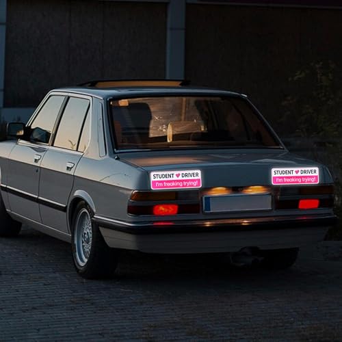 Image of JIEYAO 2Pcs Student Driver Magnet for Car, Removable Novice Driver Safety Attention Sign, I'm Freaking Trying! Magnetic Car Sticker Reflection Magnetic Bumper Stickers for New Student Learner Driver