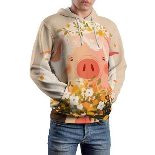 Sweat à capuche Fleurs de Cochon taille S | Hoodie mixte manches longues