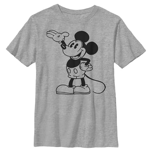 T-shirt Mickey Mouse garçon gris XL vêtement enfant col rond Athletic Heather