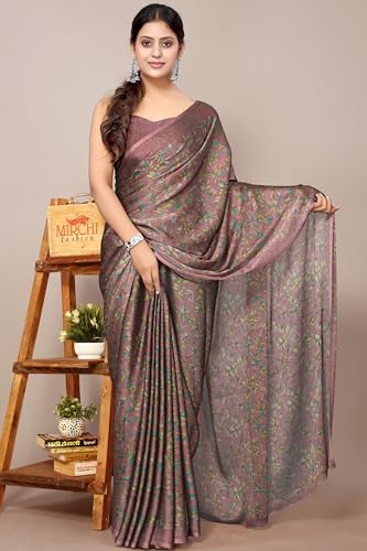 Image of MIRCHI FASHION Saree for Woman Chiffon Georgette Floral Printed | Breathable Lightweight Sari for Office Use and Farewell Ceremonies with Blouse Piece