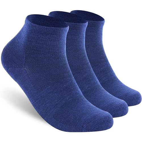 Image of Merino Wool Ankle Socks, Men's Women's 90% Wool Athletic Thin Running Moisture Wicking Socks, 3 Pairs