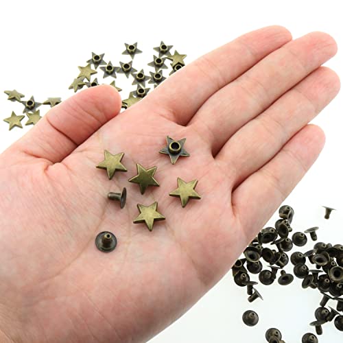 Leather Star Rivet E-Outstanding 120Sets 12Mm Antique Green Metal Five-Pointed Star Studs Leather Rivets Star Nails Leather Tacks Diy Accessories For Leather Craft Clothing Bags Belts Star Stud #TOP4