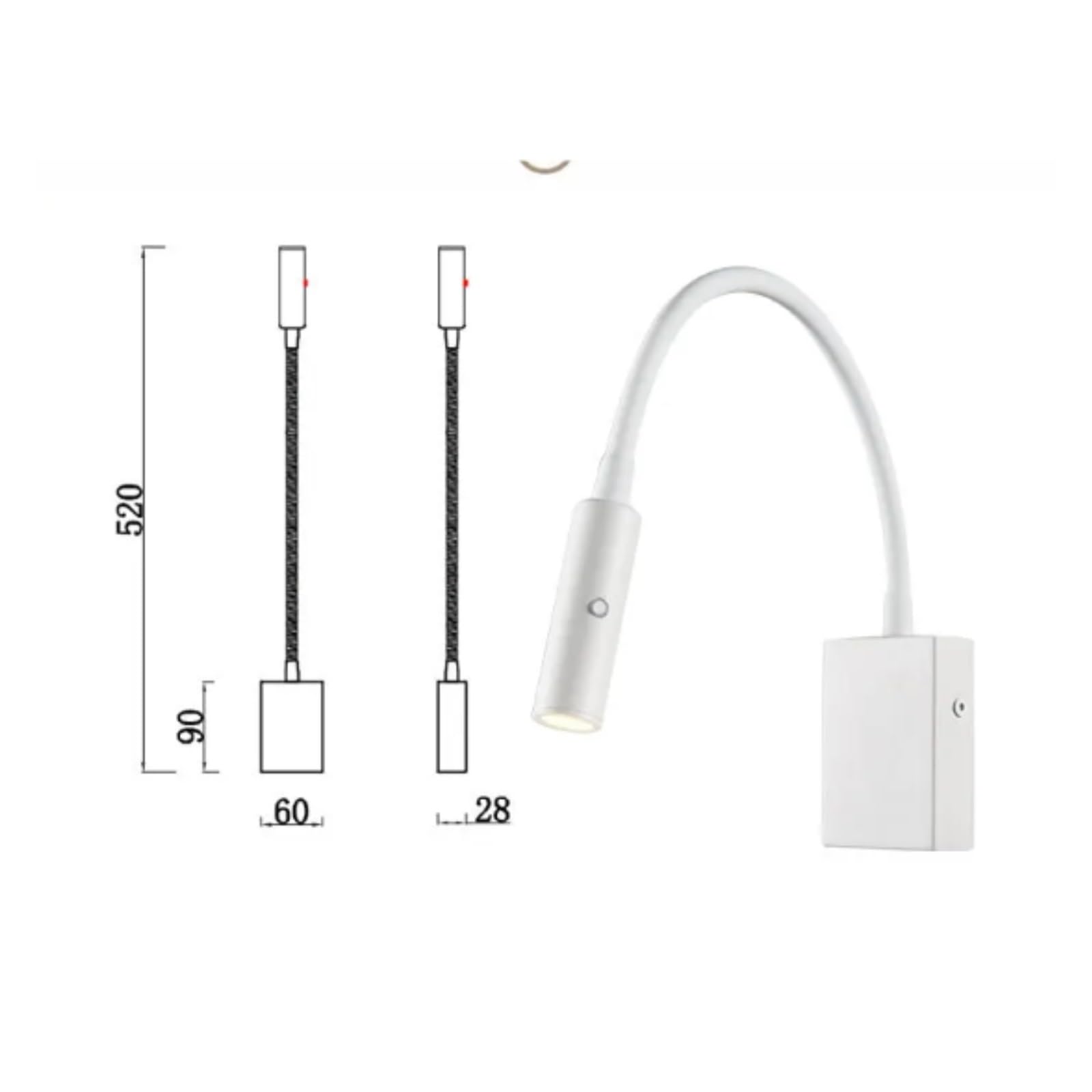 3w Led Wall Lamps Bedside Reading Book Lamps Flexible Tube Study Room Wall Lights Fixture with Switch