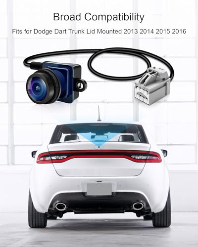 Image of Rear View Backup Camera Fits for Dodge Dart Trunk Lid Mounted 2013 2014 2015 2016, Rear Backup Parking Camera Replace 56038990AA 1WY78GW7AA