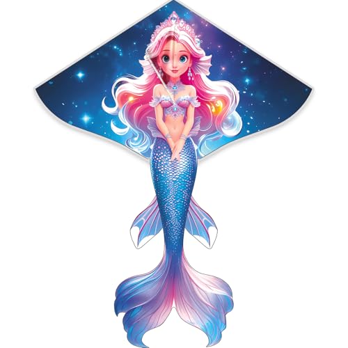 HENGDA KITE Beautiful Mermaid Kite for Kids Beginners and Adults,Cute Design,High Definition Printing,Easy to Fly and Assemble,Suitable for Outdoor...
