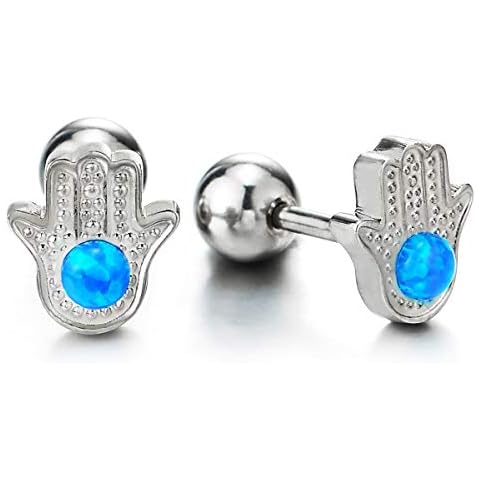 Pendientes Hamsa Mano de Fátima con Piedras Azules Cover