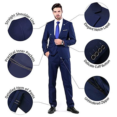 Ynd Men's Slim Fit 2 Piece Suit, One Button Jacket Pants Set With Tie, Solid Party Wedding Dress Blazer, Tux Trousers, Khaki #TOP3