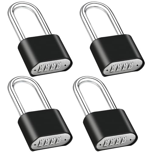 4-digit combination padlock set (4 pcs) with long shackle