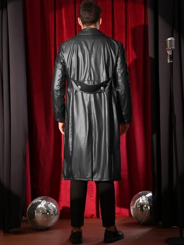 Lars Amadeus Faux Leather Overcoats for Men's Classic Fit Full Length Trench Coat PU Long Coat3