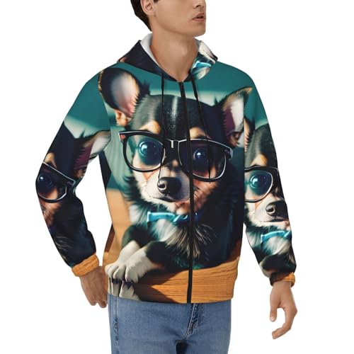 Sweat à capuche zippé homme motif Chihuahua cadeau idéal
