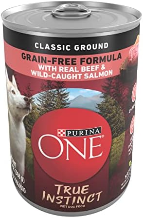 Purina ONE Wet Dog Food True Instinct Classic Ground Grain-Free Formula With Real Beef and Wild Caught Salmon High Protein Wet Dog Food - (12) 13 oz. Cans