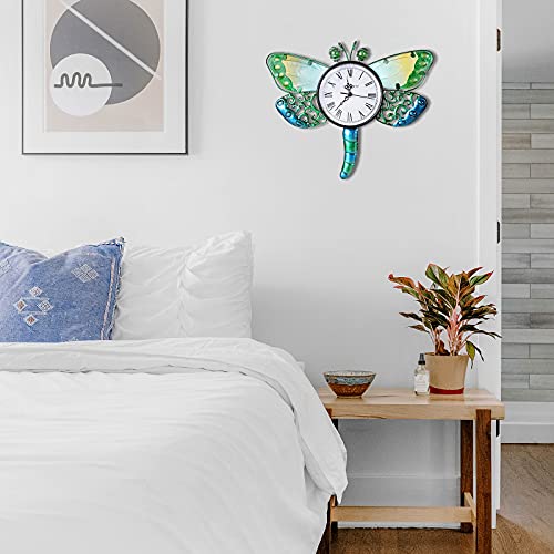 Mumtop Outdoor Clock - Outdoor Clocks Waterproof Wall Clock For Living Room Decor Indoor Exquisite Decoration (Dragonfly) #TOP1