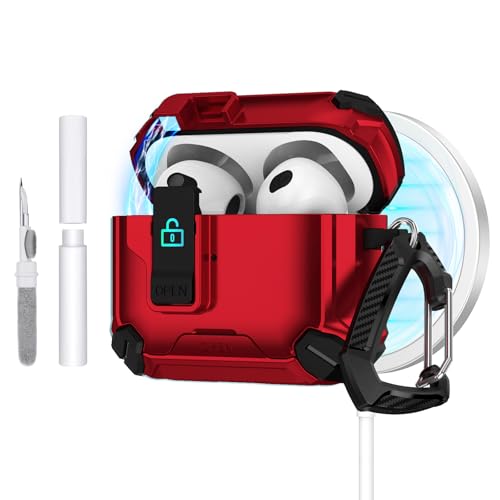 Dteck Apple AirPods Pro 2 (2022�N������2����)�p ���C�P�[�X �L�[�`�F�[���ƃN���[�j���O�L�b�g�t�� ���S�ȃ��b�N�N���b�v MagSafe�Ή� �ی�y�ʃn�[�h�V�F���w�b�h�z���J�o�[ ���b�h