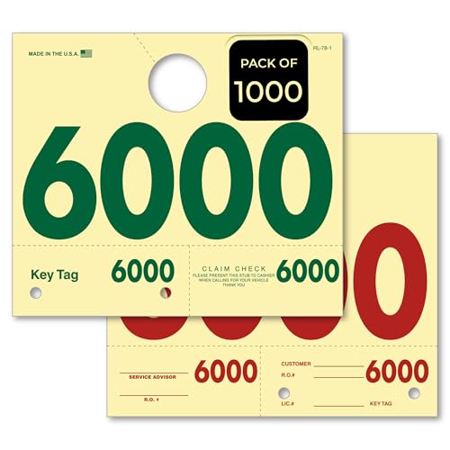 Automotive Service Dispatch Numbers 6000-6999 Repair Tags – 1000 Count Pack