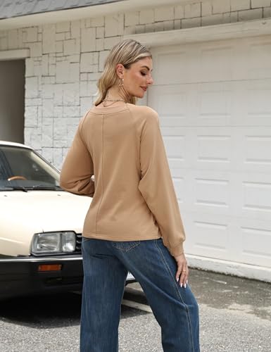 Zhiyouni Women's Long Sleeves Shirt Tops Casual 2025 Fall Fashion Crewneck Tie Knot Sweatshirt Pullover4