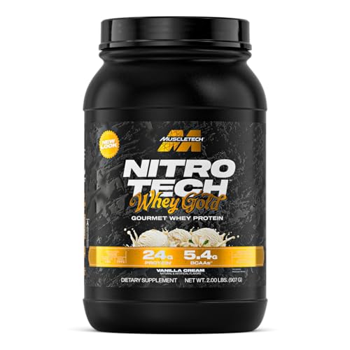 MuscleTech | Nitro-Tech | Whey Gold | Whey Isolate & Peptide | Without Gluten & Rapid Absorption | Lean Muscle and Rapid Recovery | Vanilla Cream | 907 grams | 27 Servings