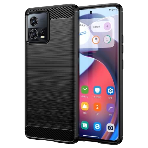 Image of NPRC Hybrid Ultra Slim Protective Case TPU Non-Slip Carbon Fiber Texture Shockproof Case Cover for Moto Edge 30 Fusion - Black