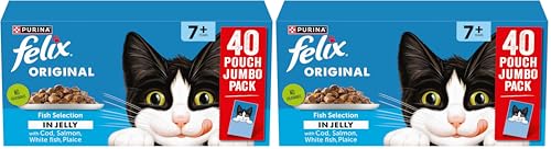 FELIX Original Senior 7+ Fish Selection in Jelly Wet Cat Food 40x85g (Pack of 2)