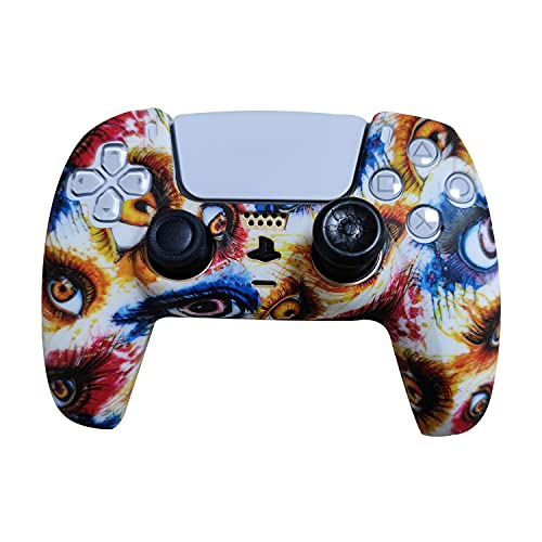 Silicone Case For Snoy Ps5 Controller Skin Cover Anti-Slip Grip Case For Sony Ps5 Playstation 5 Dualsense Controller Dustproof Protective Shell With 10 Pro Thumb Grips (Graffiti-Eye) #TOP1