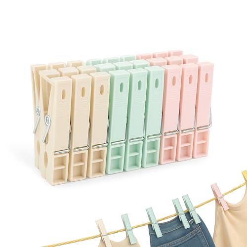 Pinzas para Tender, Pinza de Ropa, Pinzas para canasto, Plástico Resistentes, aptas para Interior y Exterior, Longitud de 7 cm, Plástico, Incluye 20 Unidades, Multicolor Pastel