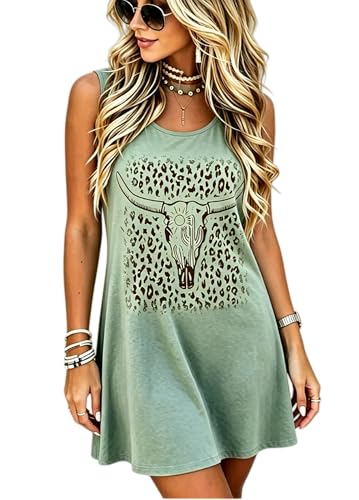 Image of Vintage Rock Country Music Dress for Women Rock Concert Band Graphic Tshirt Casual Letter Print Short Dress