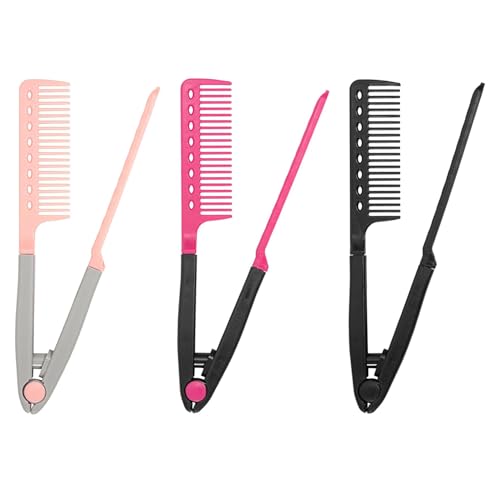 SYEYCW 3 Piezas Peine Recto De Pelo en Forma de V, Peine Alisador para el Cabello, Herramienta Estilo, Húmedo y Seco, para Cabello Nudoso y Despeinado, para Salón y Doméstico