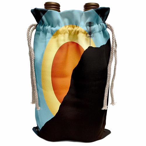 Wine Bag - Extreme Disc Golf - colorful rings and silhouette of a disc golf basket Disc Golf