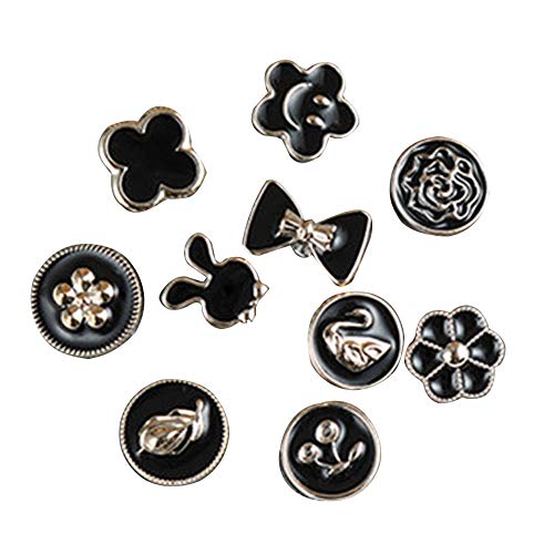 10 Pieces Sweater Shawl Clips Rhinestone Crystal Brooch, Cardigan Corsage Safety Pin Made by Alloy Crystal for Clothes Hat, Decorate (Black suit)