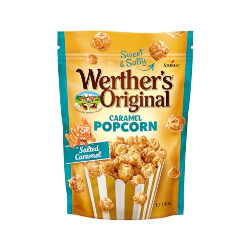 Werther's Original Palomitas Salted Caramel – Bolsa con Cierre Hermético 140g – Snack Dulce Crujiente con Cobertura de Caramelo Salado – Sin Gluten y Apto para Veganos – Para Compartir y Cine en Casa