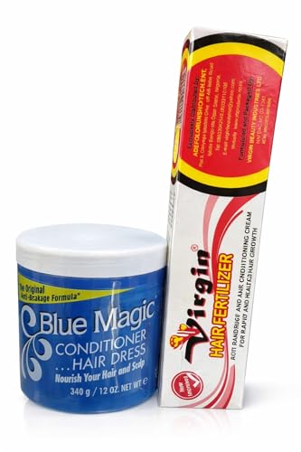 Blue Magic Conditioning Hair Dress + Virgin Hair Fertilizer Cream Set Nourishing Care for Stronger Healthier Hair