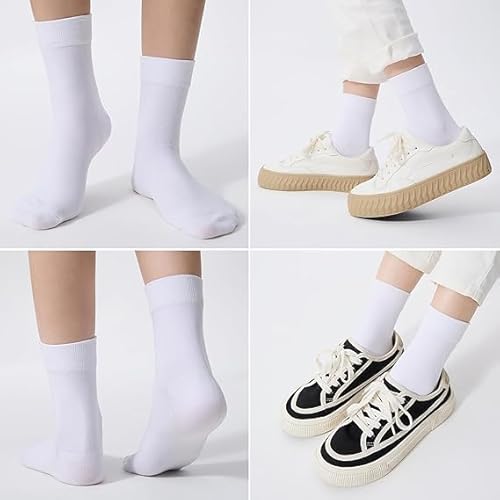 Srumvoat 6 paia di calzini bianchi da donna, uomo, donna, calzini in cotone, sottili, comodi e traspiranti, confezione multipla da donna per ufficio e casual, taglia 36-44 per donne e uomini