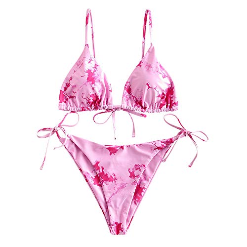 ZAFUL Traje de baño para mujer Tie Dye con triángulo, Rosa., L Cover
