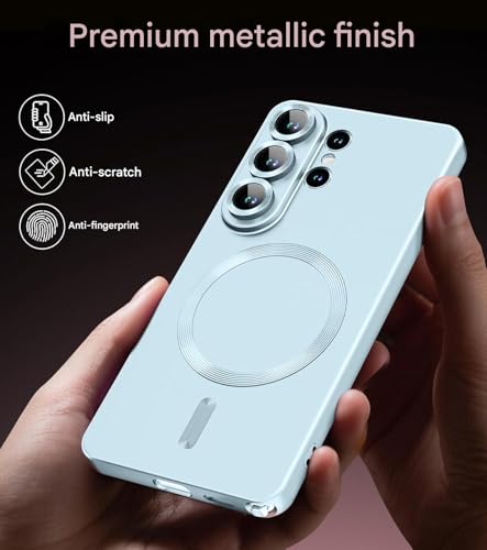 Image of DIZORO Compatible with Samsung S26 Ultra Case, Compatible with MagSafe, Matte Luxury Metallic Luster Flexible TPU Wireless Charging Shockproof Case with Lens Camera Protector Back Cover (Black)