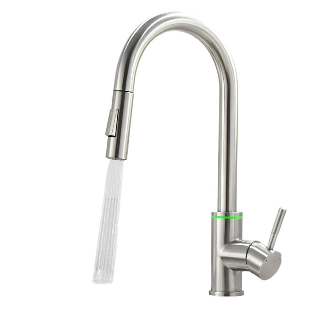 Mitigeur noir et nickel brossé LED 866006 avec douchette extractible pour évier de cuisine