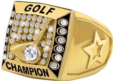 Crown Awards Gold Golf Championship Ring with Presentation Box, Size 11