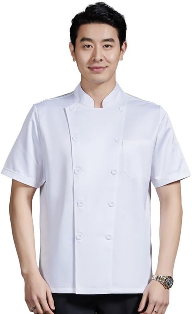 Unisex Chef Coat for Women and Men Chef Jacket Short Sleeve Work Uniform Shirt for Hotel Kitchen Restaurant