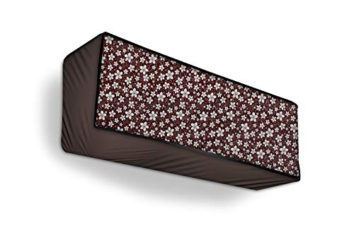 Image of Stylista Split ac cover for indoor and outdoor unit of 2 ton ac waterproof and dustproof Brown and White Floral pattern