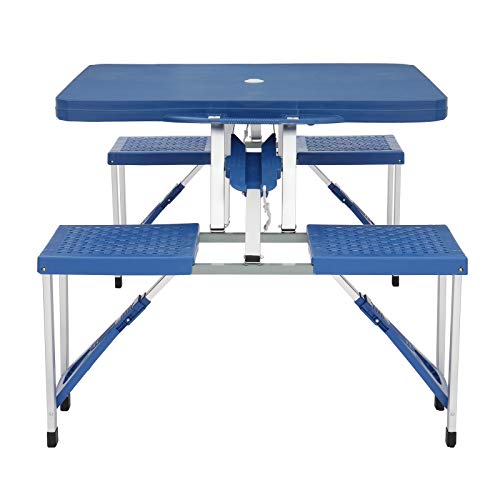 Homvent Height Adjustable Folding Table 3/4/6 Ft Fold-In-Half Multipurpose Folding Utility Table For Picnic Party Dining Camp Tables (Blue, 35.43 X 17.13 X 4.53 Inch) #TOP7
